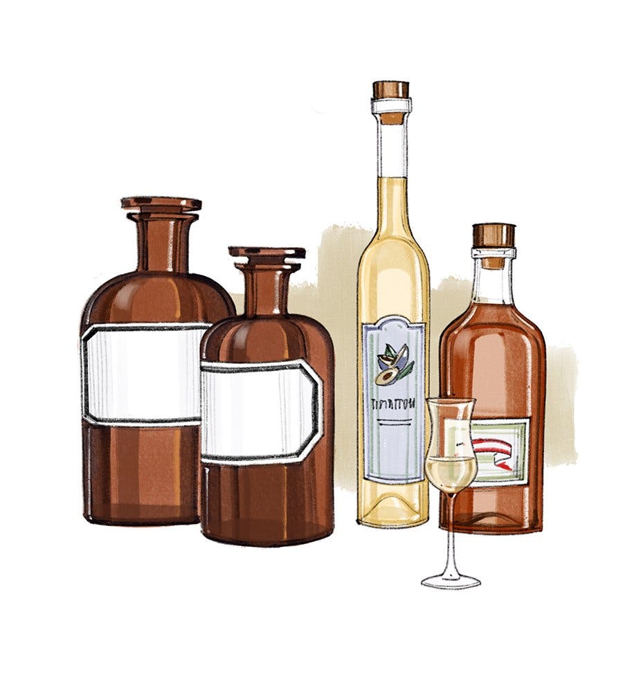 L comme Liqueur: développées en Europe au XIIIe siècle comme médicament, les liqueurs, aromatiques et souvent très sucrées, ont désormais leur place d...