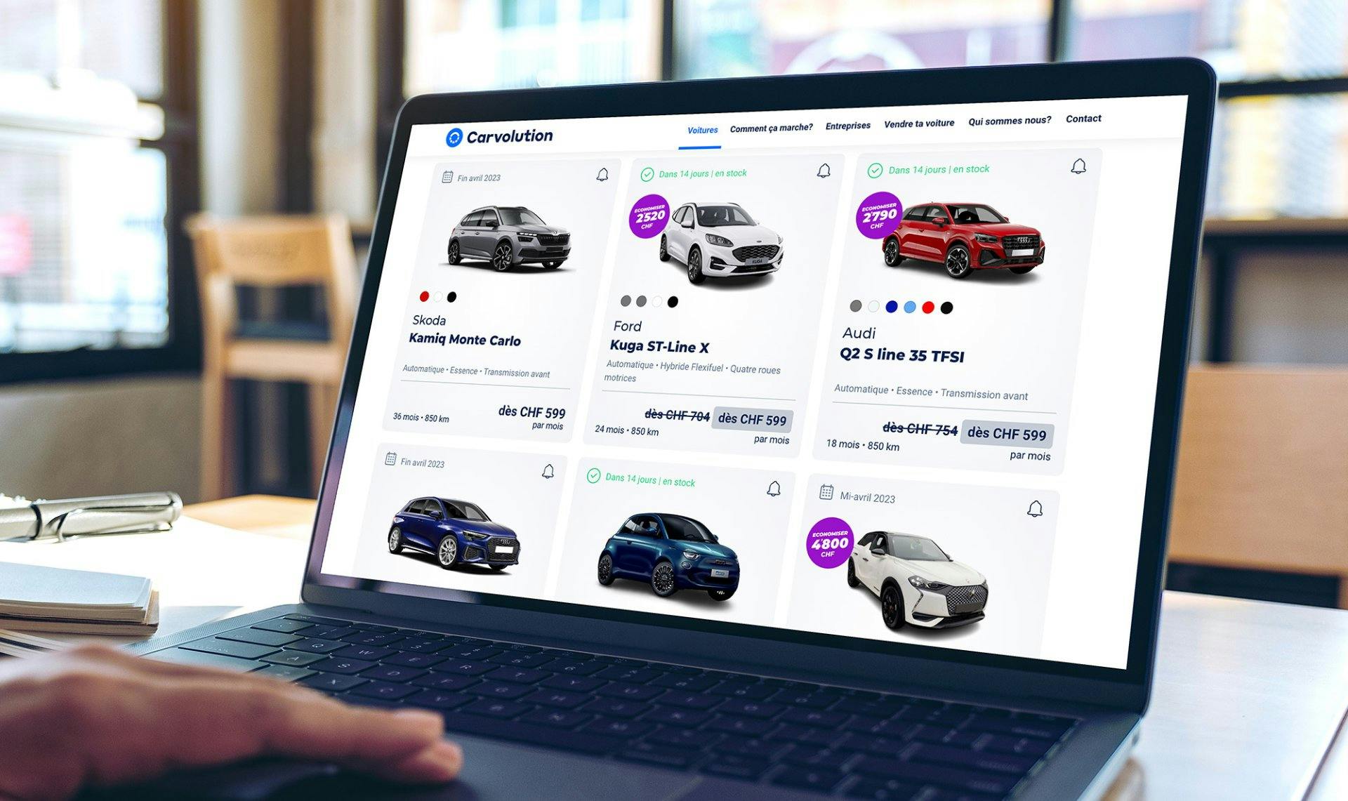 Les clients peuvent facilement choisir une voiture parmi plus de 50 modèles de diverses marques automobiles sur Carvolution.ch et configurer leur abon...