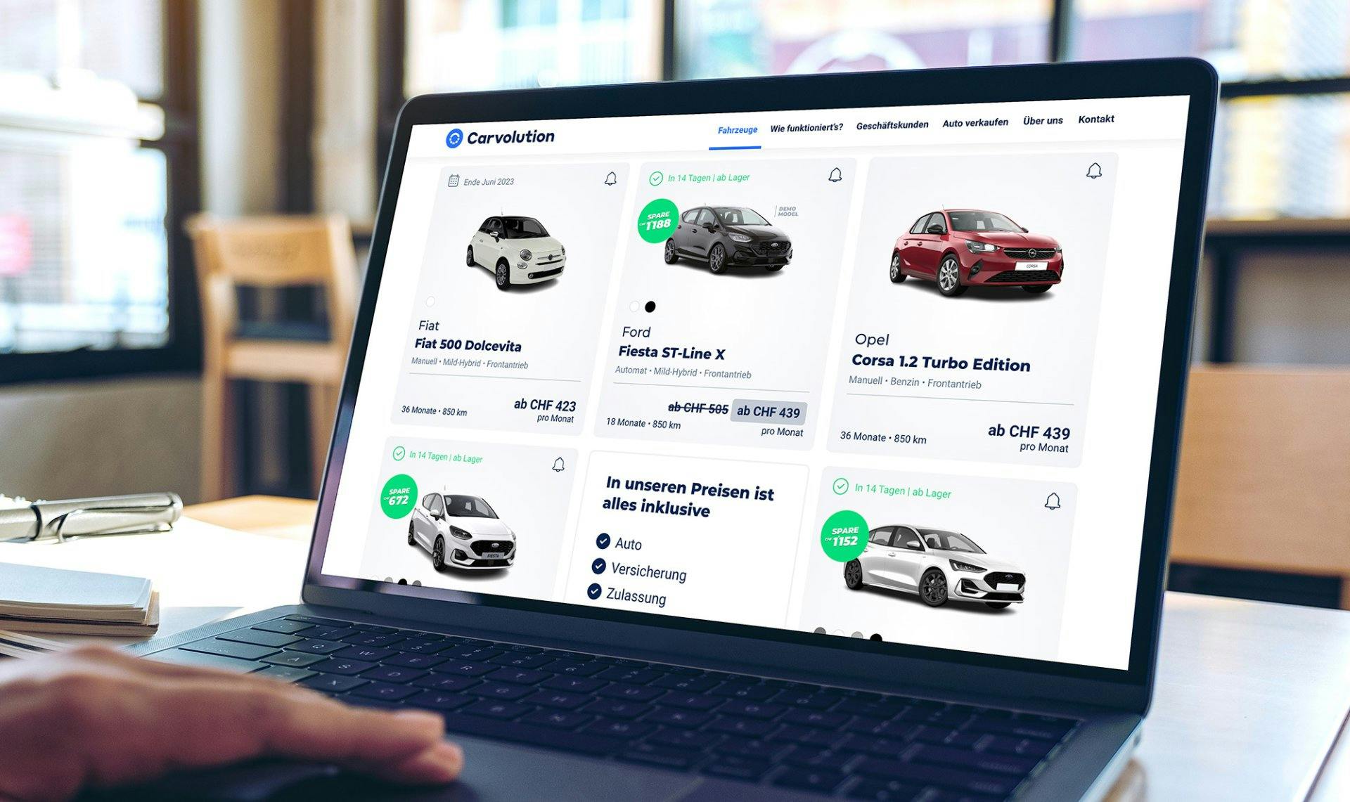 Kundinnen und Kunden können ganz einfach auf Carvolution.ch aus über 50 Modellen diverser Automarken ein passendes Auto aussuchen und ihr Abo online k...