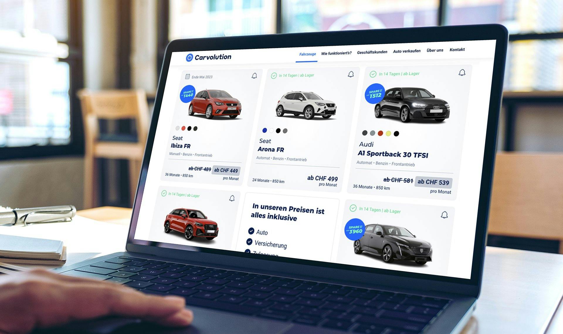 Kundinnen und Kunden können ganz einfach auf Carvolution.ch aus über 50 Modellen diverser Automarken ein passendes Auto aussuchen und ihr Abo online k...