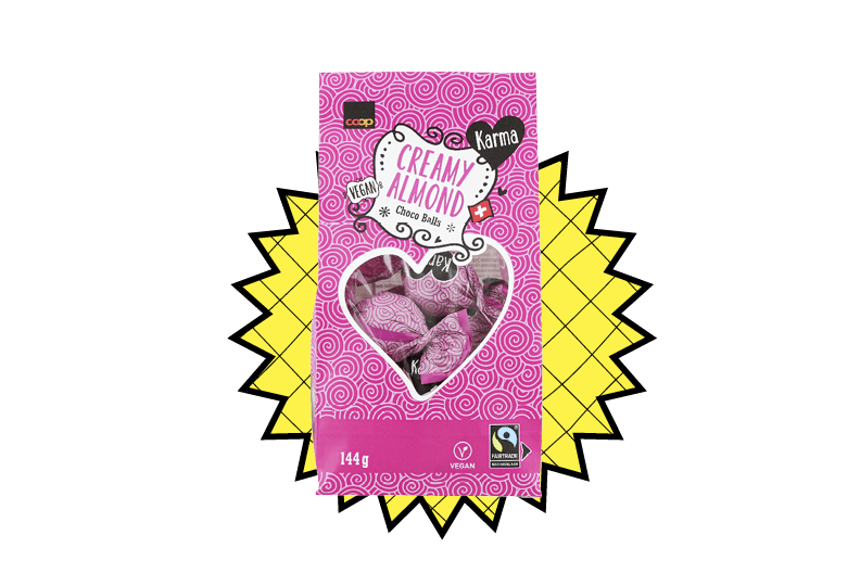 L’indémodable chocolat: Karma Max Havelaar Balls Creamy Almond, 4.95 francs / 144 g, Coop