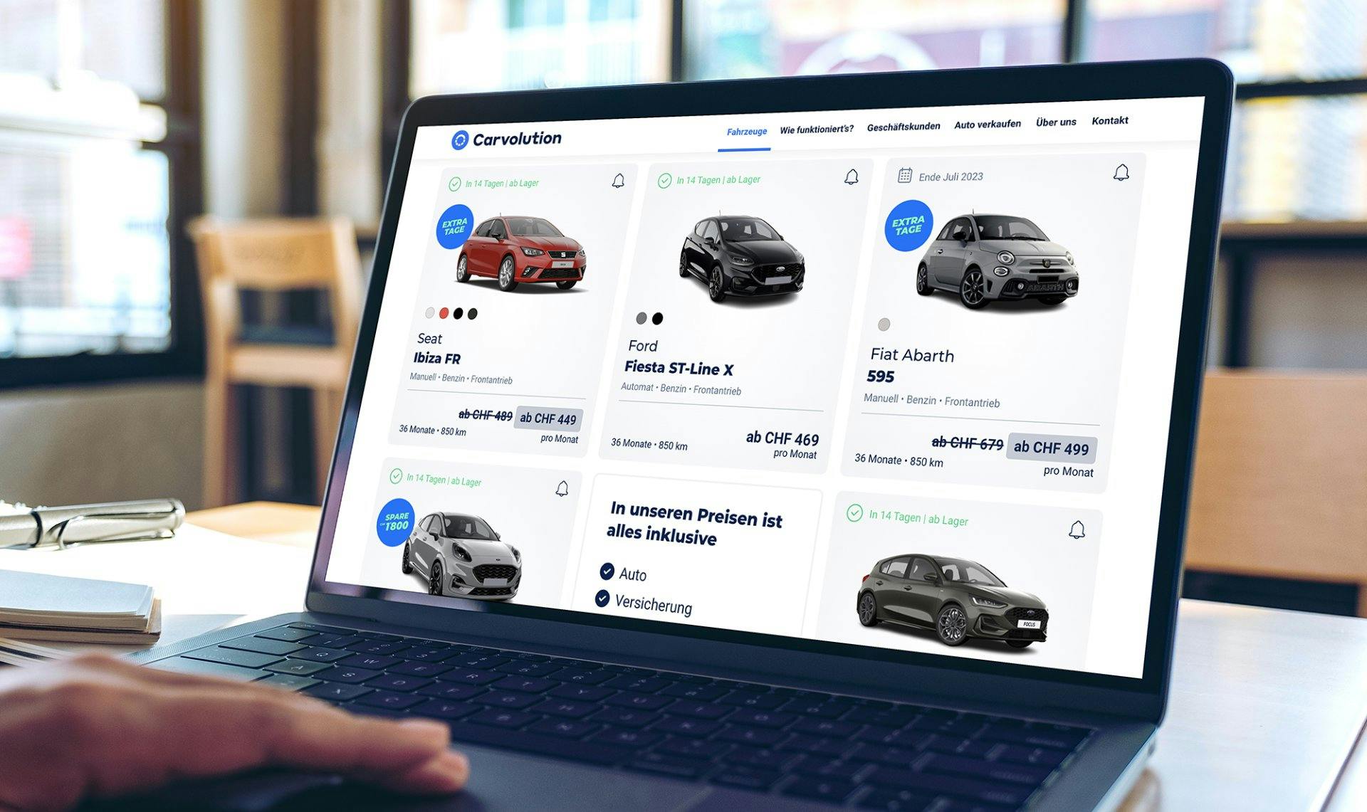 Kundinnen und Kunden können ganz einfach auf Carvolution.ch aus über 50 Modellen diverser Automarken ein passendes Auto aussuchen und ihr Abo online k...