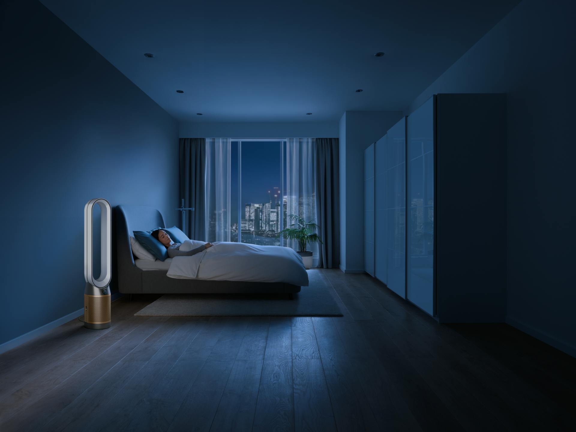 Im Gegensatz zu anderen Ventilatoren verhält sich der Dyson Purifier in der Nacht ganz ruhig, ohne dabei an Leistung einzusparen.