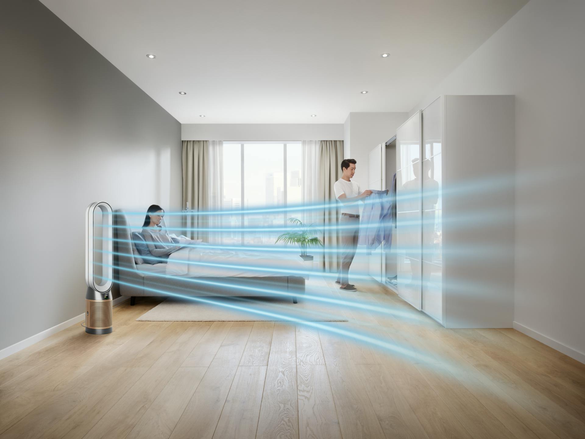 Dank der Air Multiplier Technologie werden auch weiter entfernte Schadstoffe in das Gerät gezogen, sodass die gesamte Raumluft gereinigt wird.