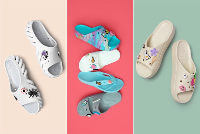 Die bequemen Crocs gibts in verschiedenen Formen und Farben – jeder Schuh auch individuell gestaltbar.