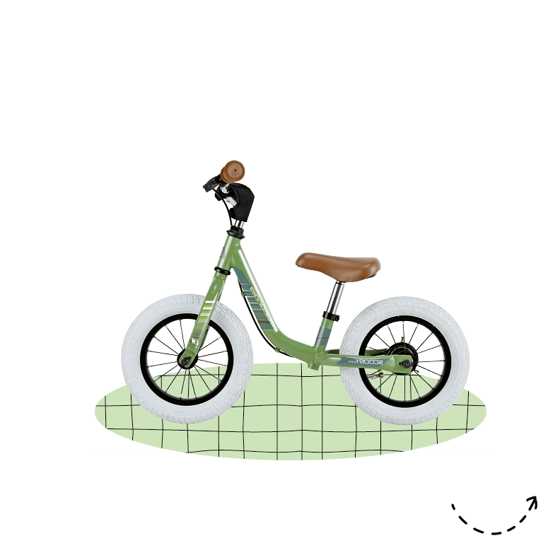 Primi giri: bici senza pedali Scooby California, ruote da 12”, verde, fr. 89, da Jumbo.