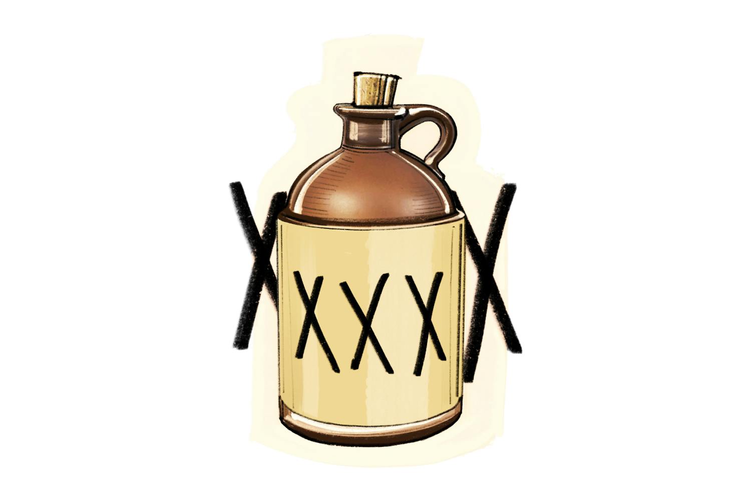 X come XXX: la tripla X sulle brocche di «Moonshine» indicava il numero di processi di distillazione durante il proibizionismo in America, e quindi la...