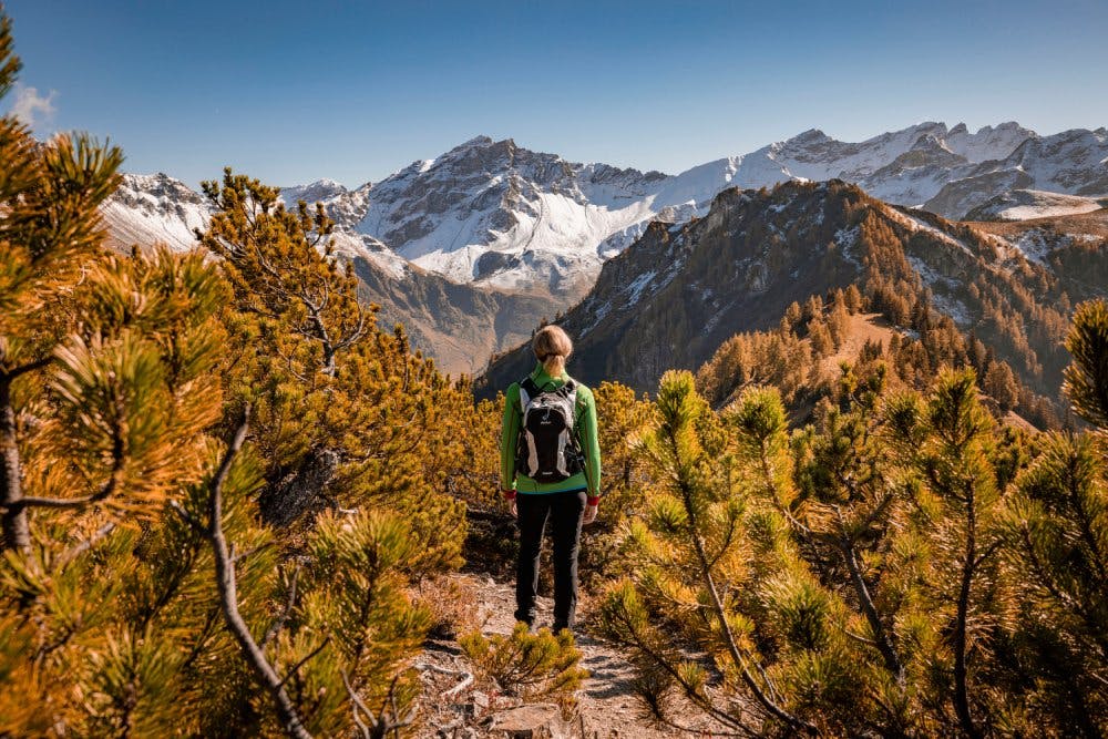 Wandern in Malbun mit Sicht auf den Rappenstein.
