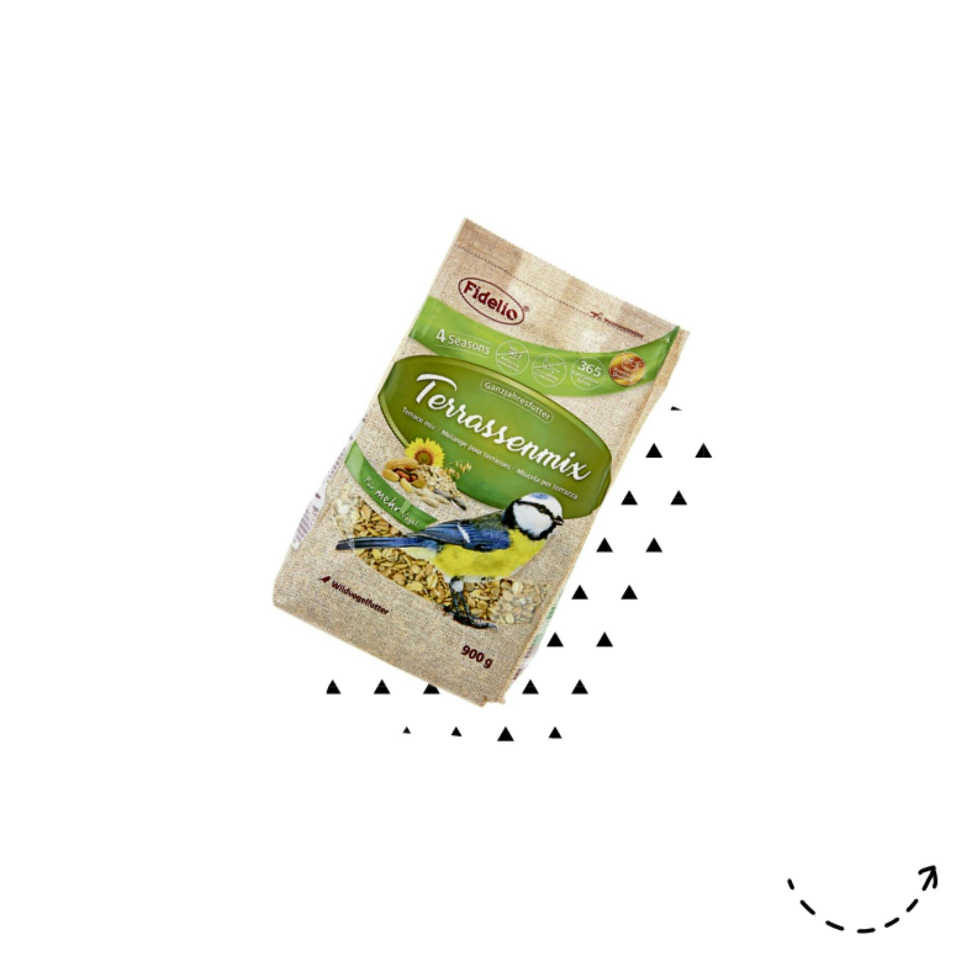 Un vero banchetto: mangime per uccelli Fidelio, 4 fr. 95, da Jumbo.