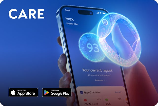 Die CARE-App ermöglicht Zugang zur inneren Gesundheit – inklusive der Blut- und Herzwerte.