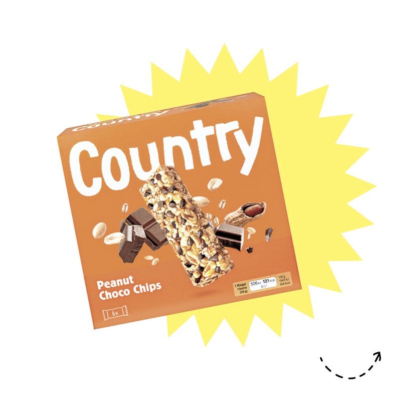 Nervennahrung Country Riegel, Peanut Choco Chips, 3.50 Franken/ 6 × 26 g, bei