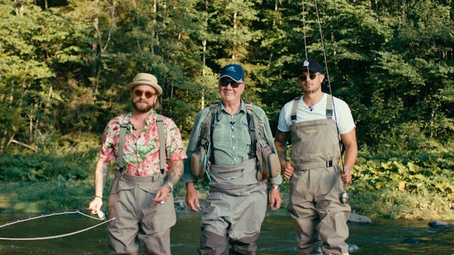 Baschi, Ernst und Loco Escrito zusammen beim Fliegenfischen Shil bei Feusisberg.