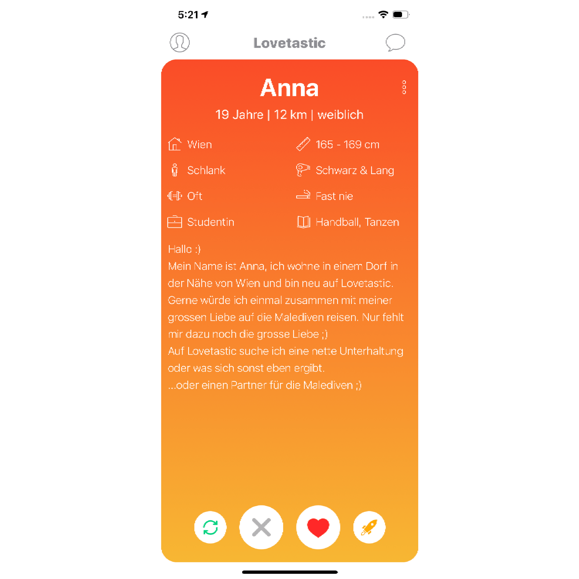 ... oder nach links wischen, wenn man sie nicht mag.