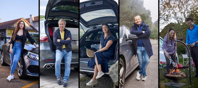 Cinq fans d'automobile racontent des anecdotes sur leur quotidien.