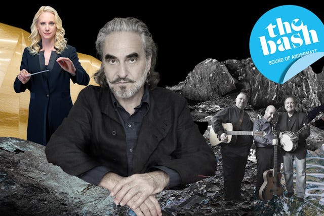 Gemeinsam auf der Bühne: Stephan Eicher mit den
Kruger Brothers und dem Swiss Orchestra. Gemeinsam auf der Bühne: Stephan Eicher mit den
Kruger Brothers und dem Swiss Orchestra.