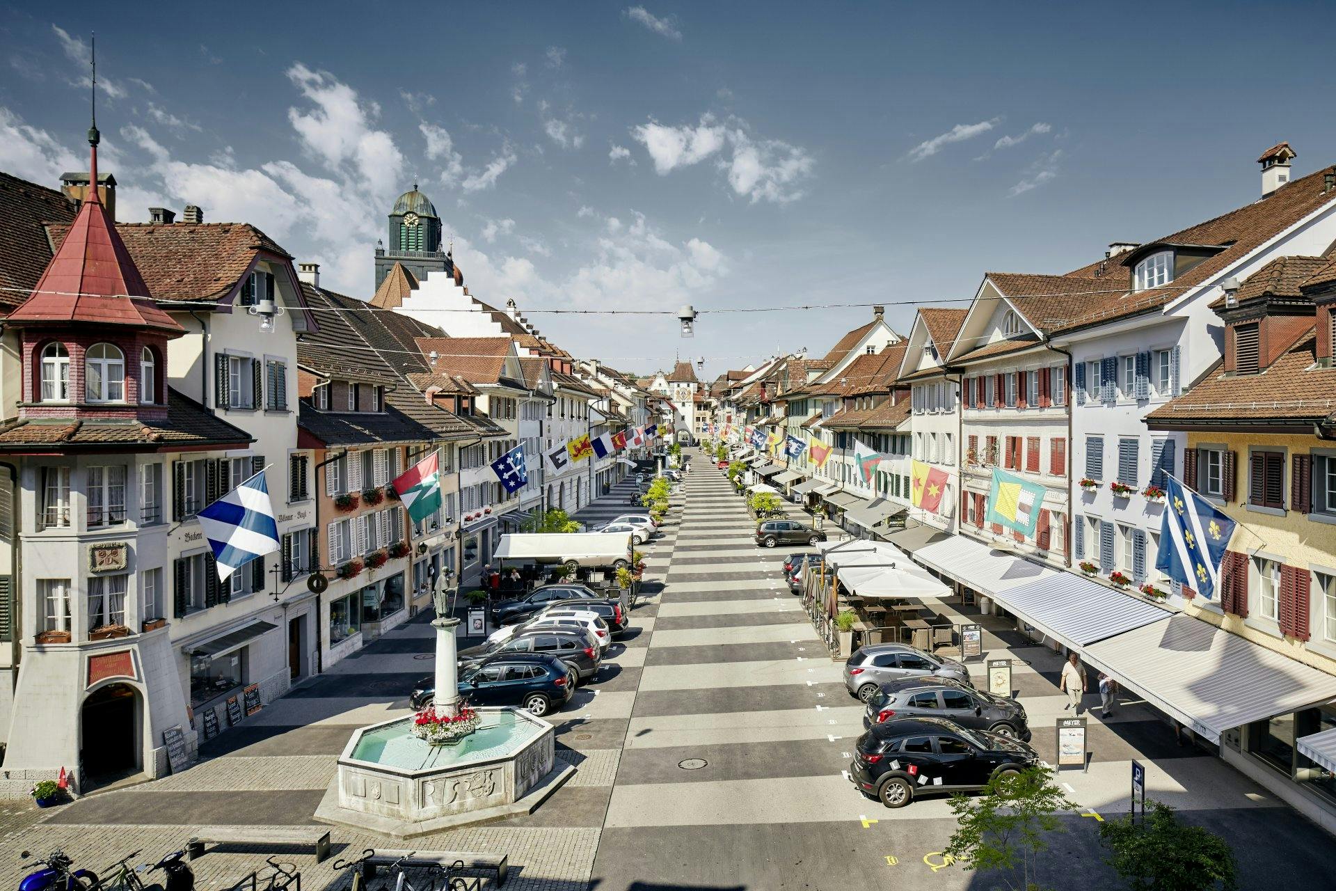 Le drapeau américain a été une source d’inspiration lors de la réhabilitation des ruelles de la vieille-ville de Willisau.