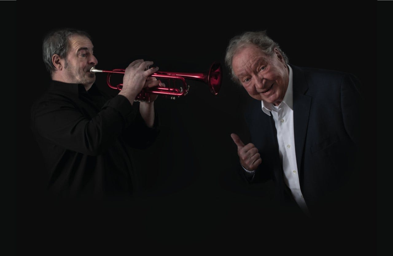 Les vedettes de «Histoires de s'Miles»: le trompettiste Matthieu Michel et le comédien Roger Jendly (Photo: Vincent Jendly).