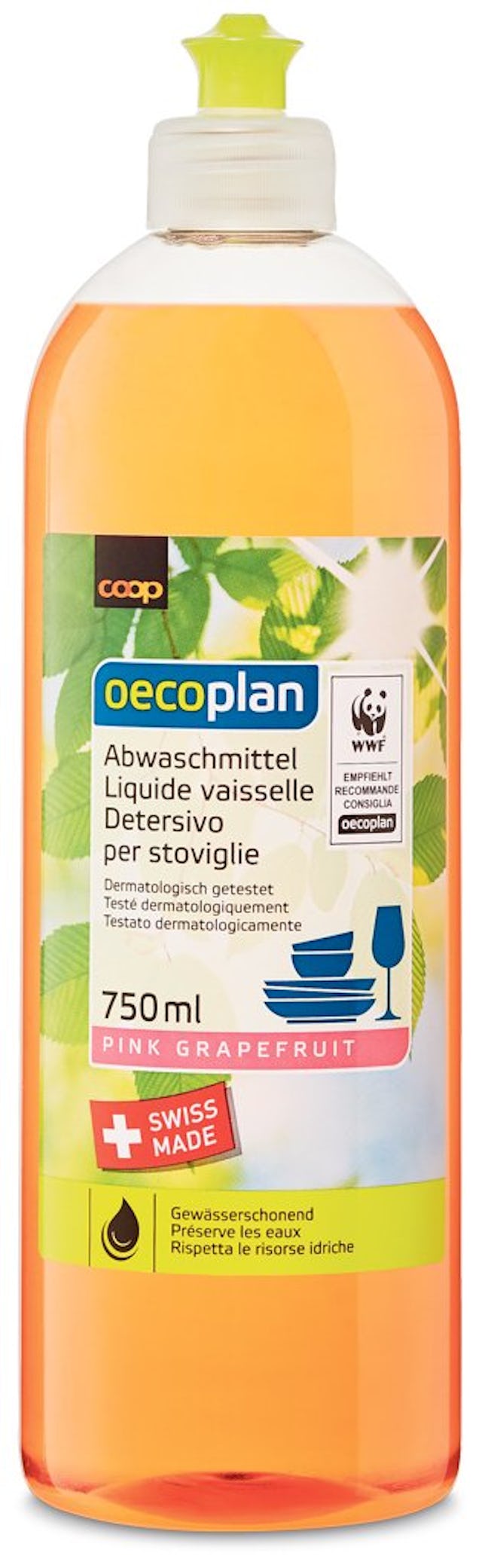 Vaisselle plus verte: liquide vaisselle Oecoplan Pink Grapefruit, 3 fr. 30 / 750 ml, chez Coop. Vaisselle plus verte: liquide vaisselle Oecoplan Pink Grapefruit, 3 fr. 30 / 750 ml, chez Coop.