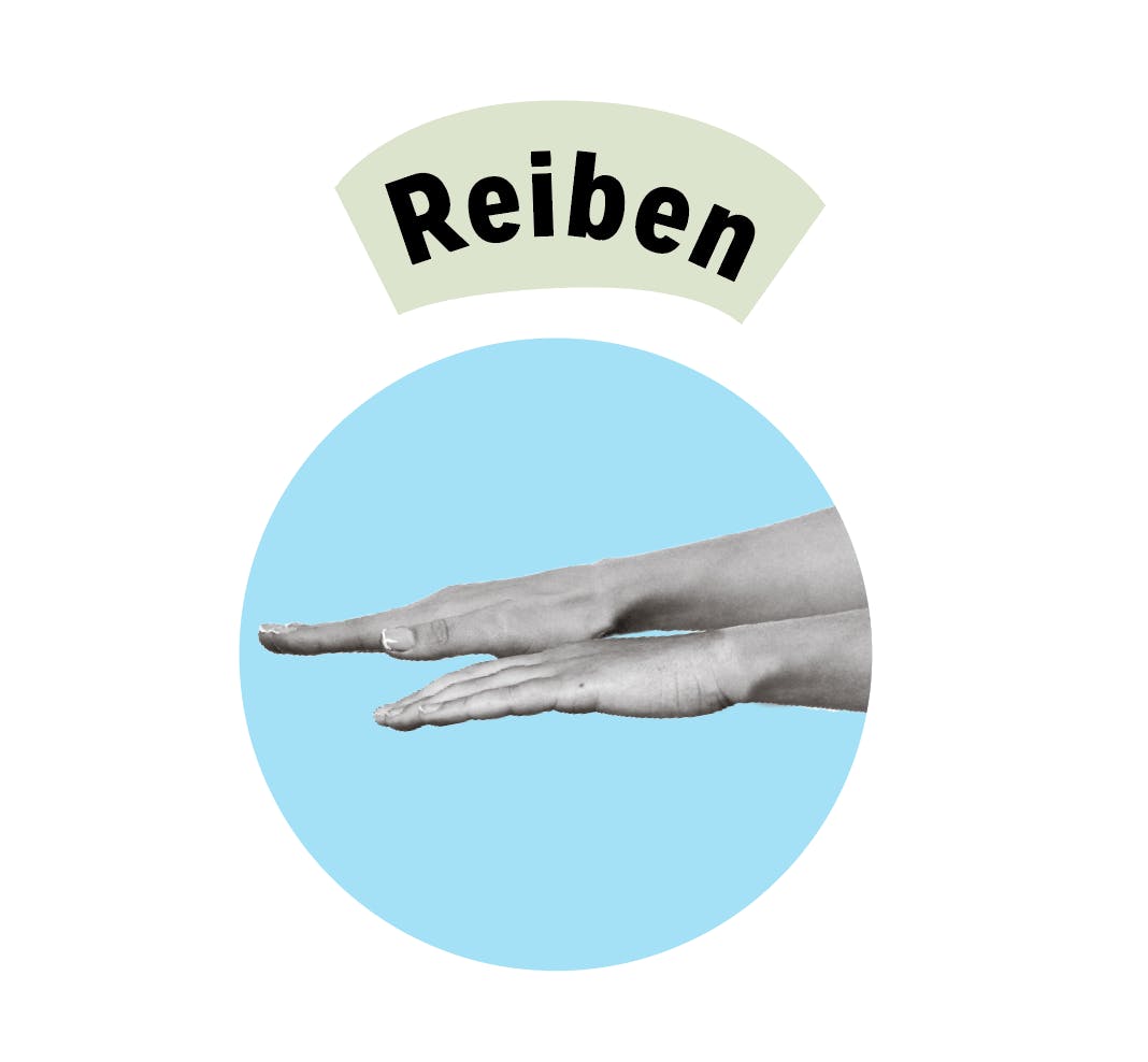 Berühre den Körper sanft mit flachen Händen: 
einfach, aber beruhigend