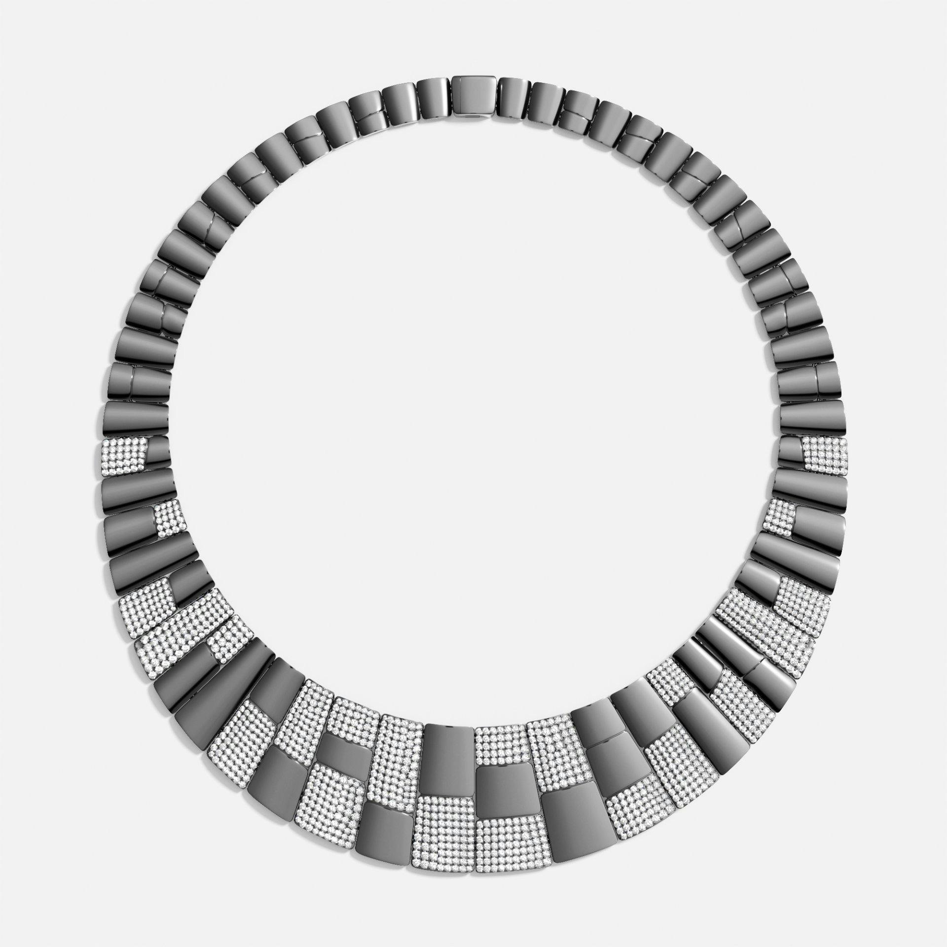 Statement-Pavé-Choker, Sterlingsilber, Ruthenium, 1200 Franken.