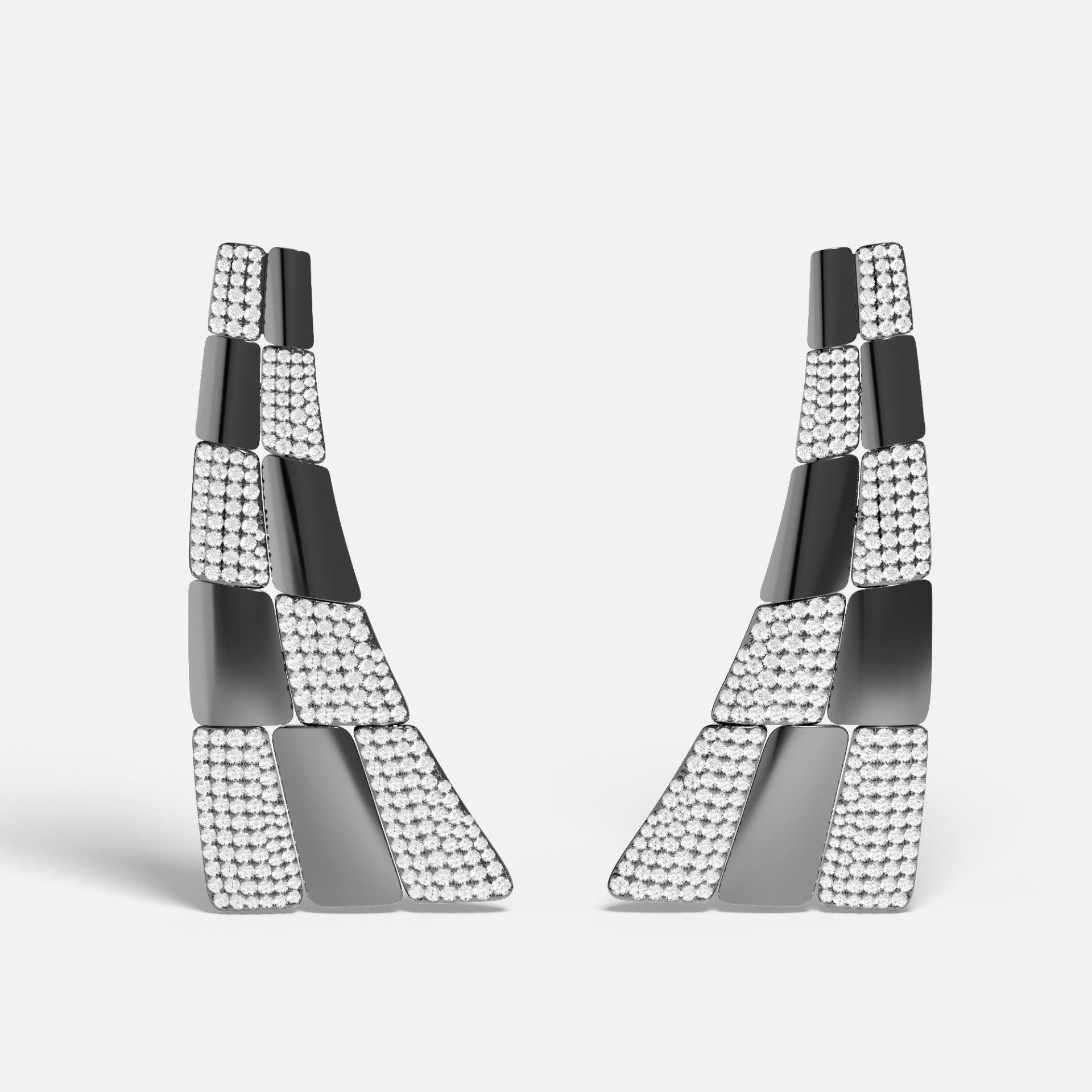 Boucles d'oreilles Pavé, argent 925 mm, ruthénium, 510 francs.