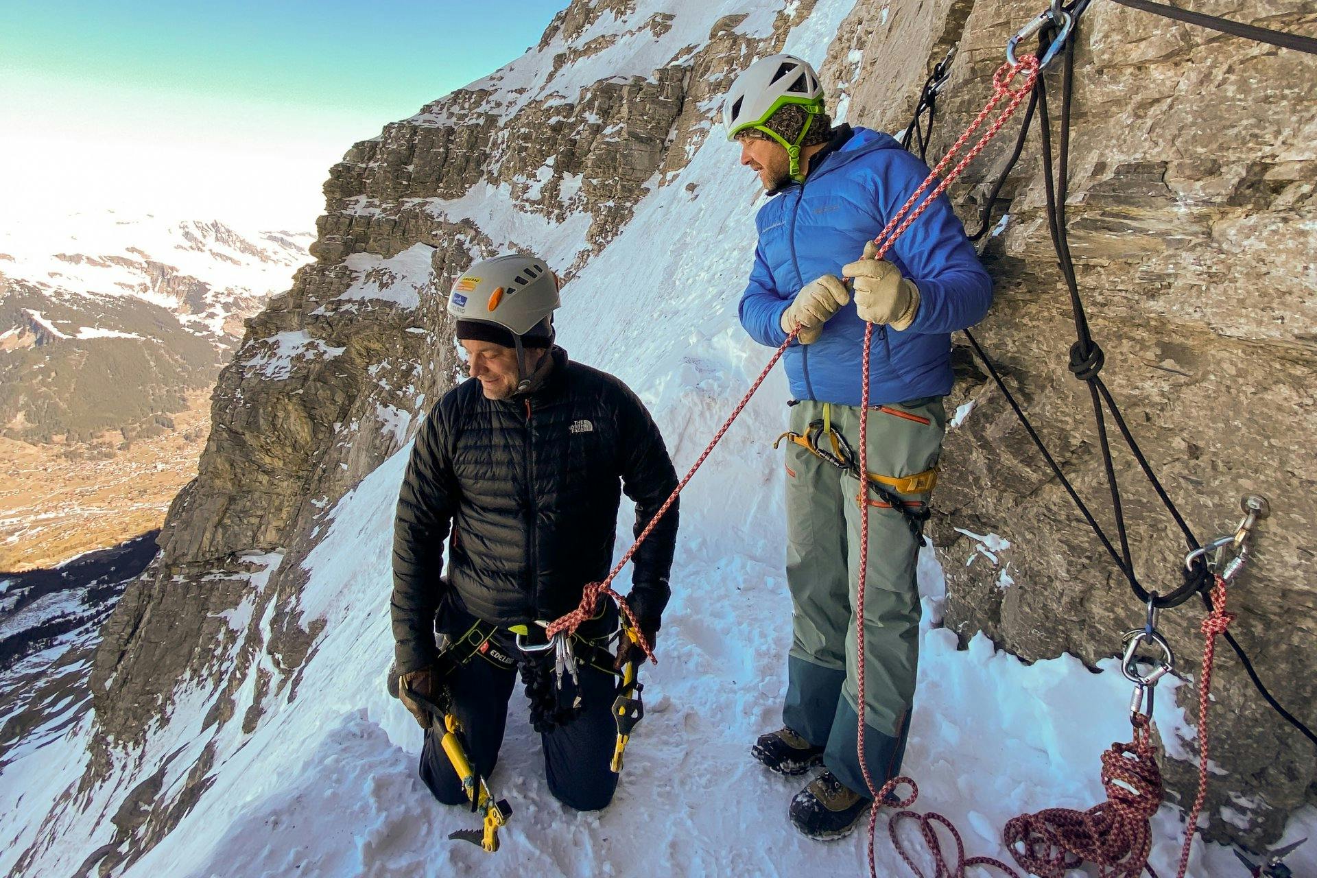 Ganz schön furchteinflössend: Luft holen vor dem Einstieg in die Wand.