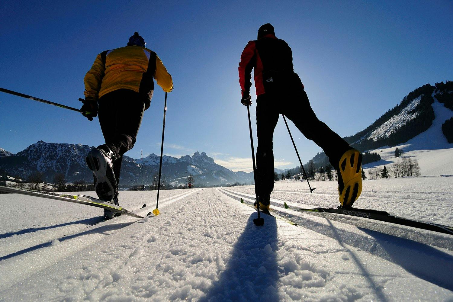 Gleiten im Doppelpack: Auf der Loipe bei Langnau im Emmental trainieren Freizeitsportler und Ambitionierte.