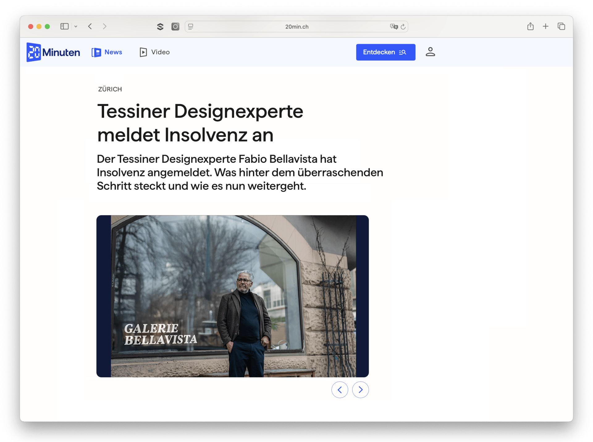 20 Minuten berichtete bereits in der Vergangenheit über Fabio Bellavista. Etwa über die Insolvenz seiner bekannten Kunstgalerie.