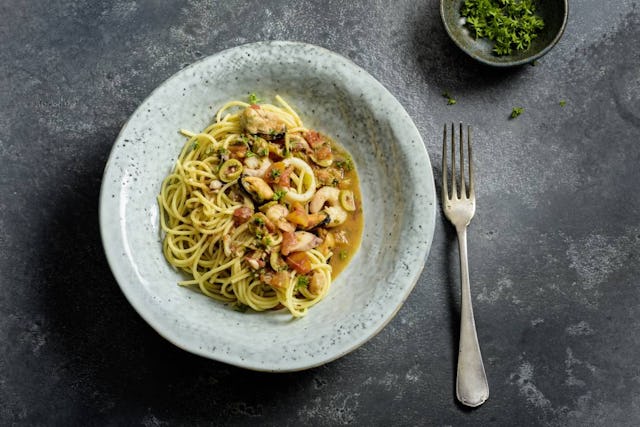 Hier findest du das Rezept für die Spaghetti mit Meeresfrüchten. Hier findest du das Rezept für die Spaghetti mit Meeresfrüchten.