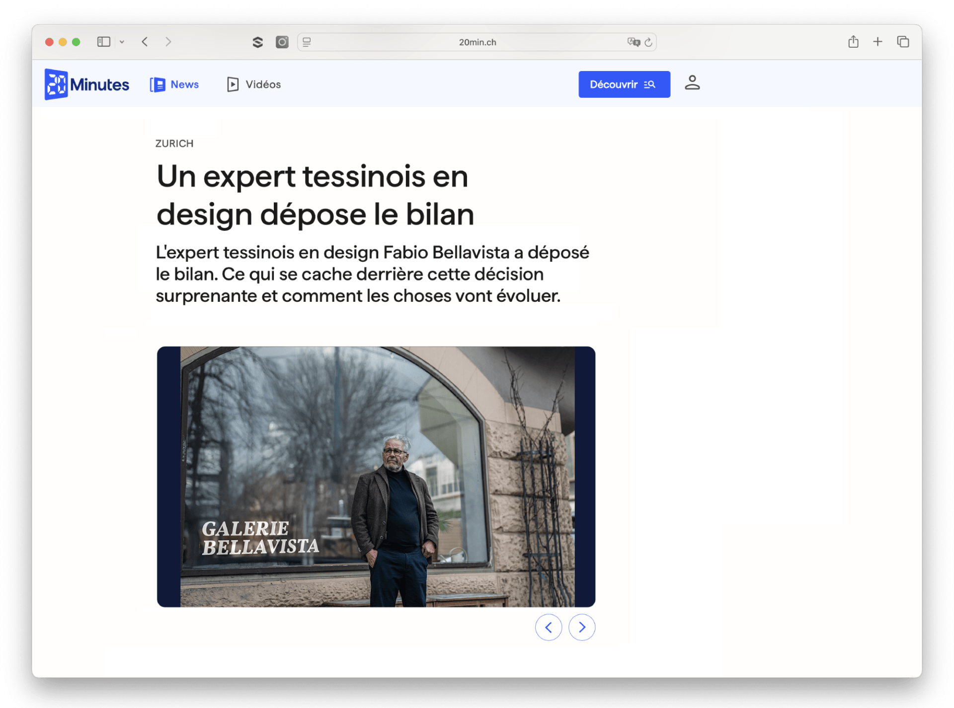 20 Minutes a déjà publié des articles sur Fabio Bellavista, notamment suite à la faillite de sa célèbre galerie d’art.