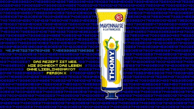 Auf sämtlichen Screens erschien eine Nachricht von «Person X»: «Das Rezept ist weg. Wie schmeckt das Leben ohne Lieblingsmayo?»