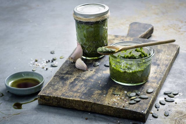 Recette: Pesto aux graines de courge Recette: Pesto aux graines de courge