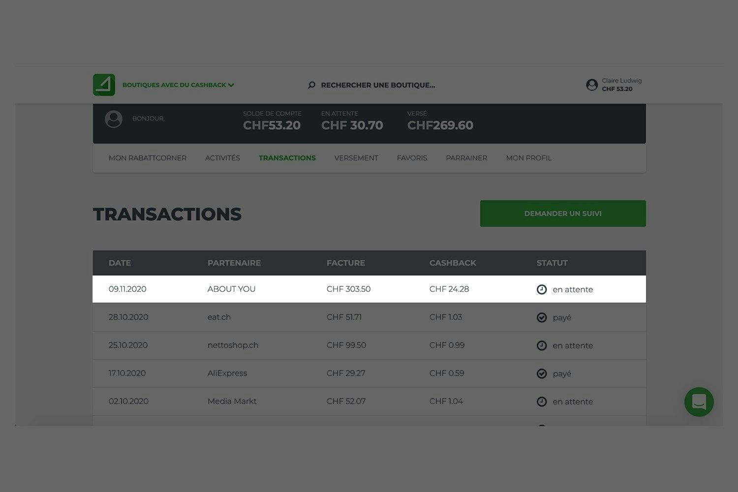 Le cashback te sera crédité en argent comptant à la fin de ton achat ou jusqu’à 12 semaines après tes réservations de vols et d’hôtels.