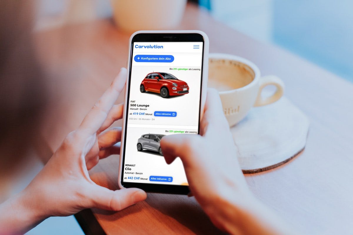 Das Auto im Abo kann online ausgesucht werden.