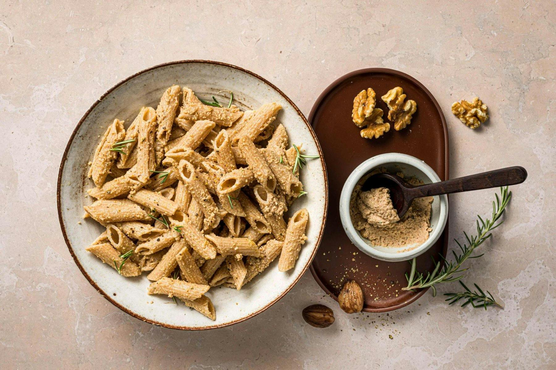 Penne au pesto marrons et noix