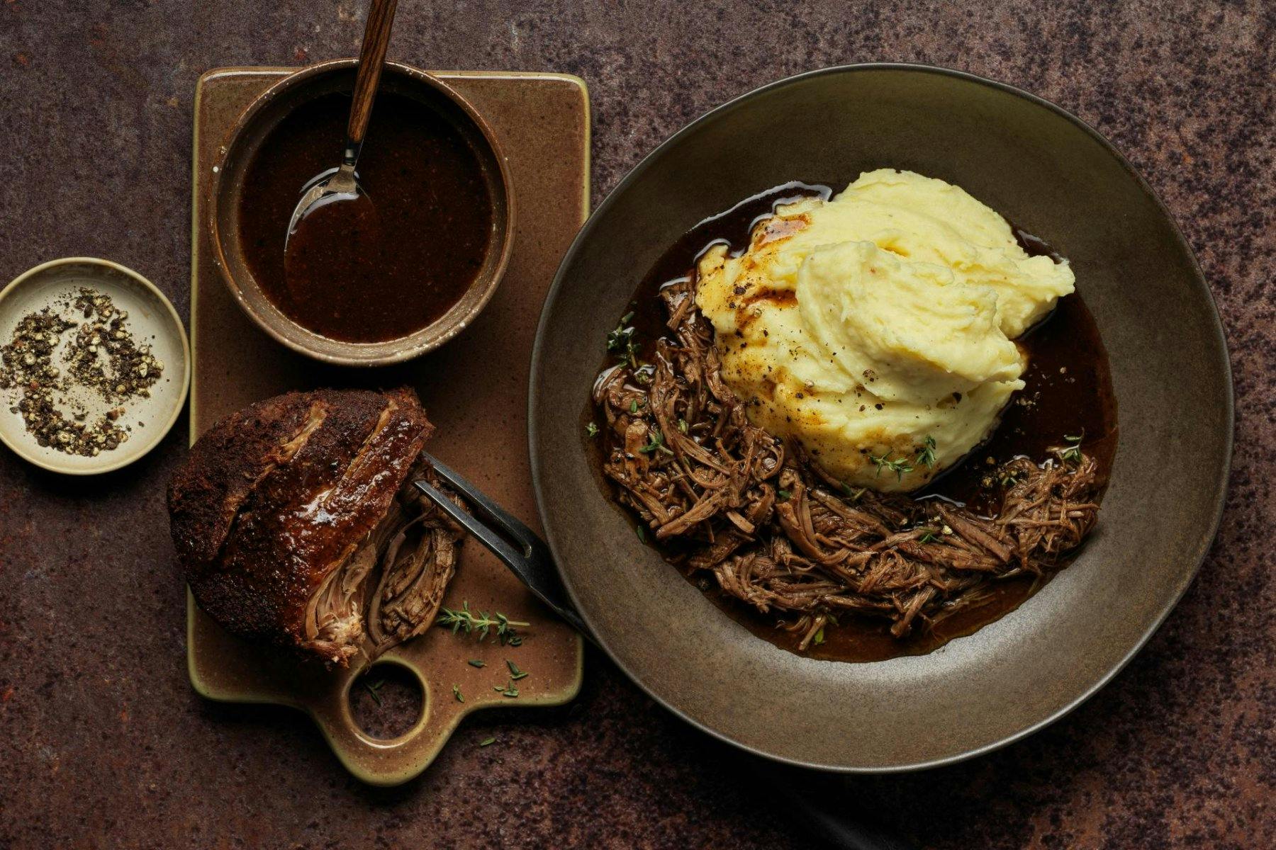 Pulled beef au vinaigre balsamique