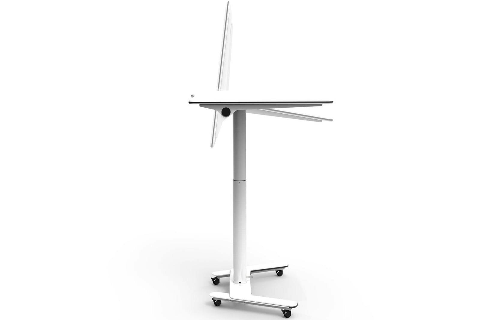 Tischplatte neigbar und abklappbar.