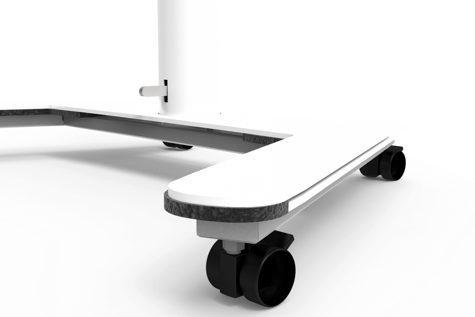 Mobil mit Rollen und Kantenschutz.