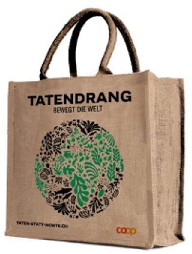 Allet Jute 
Jute-Tasche, Fr. 3.95, 
bei Coop.
