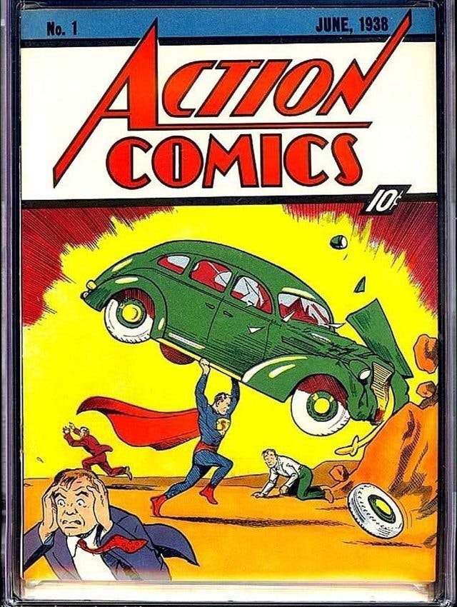 Auf Platz eins: «Action Comics #1» aus dem Juni 1938. Ein Comic-Heft wie kein anderes, das ursprünglich für 10 Cent im Laden erhältlich war und bei ei...