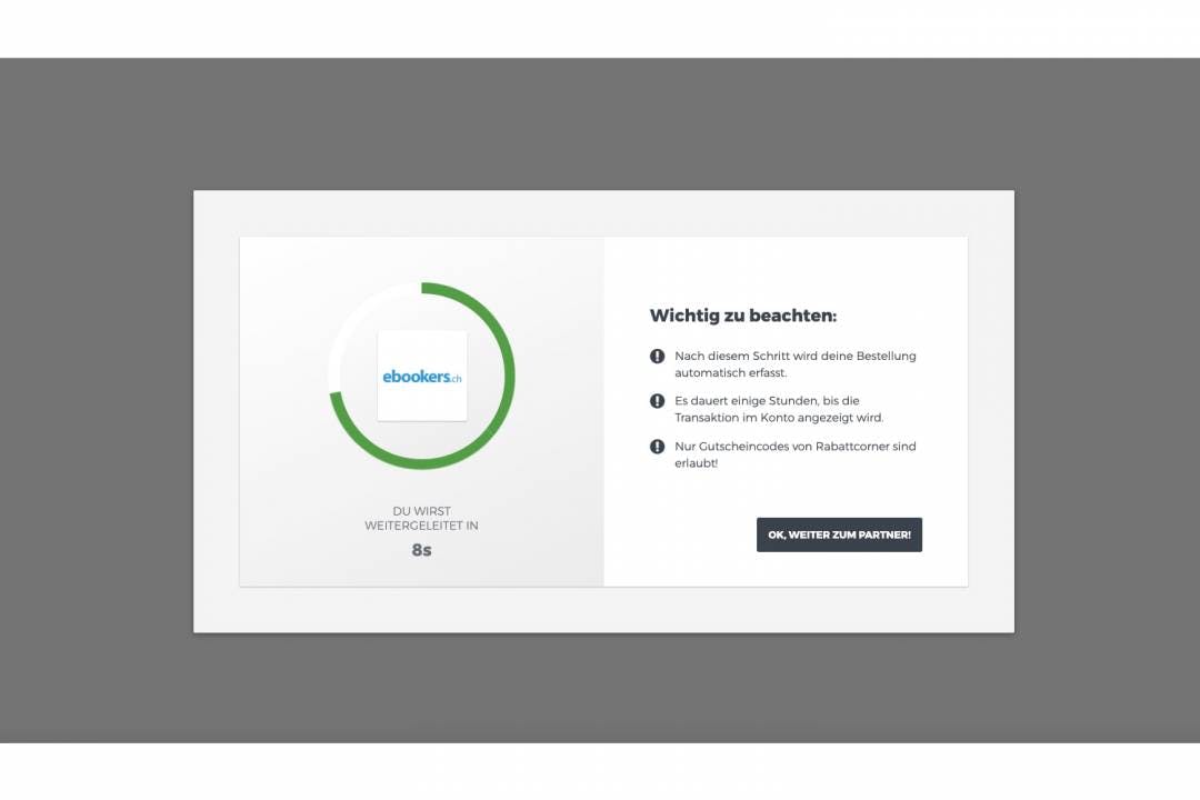 … und wirst via Rabattcorner zum Online-Shop weitergeleitet. Für deine Bestellung erhält Rabattcorner eine Vermittlungsprovision, die mit dir geteilt...