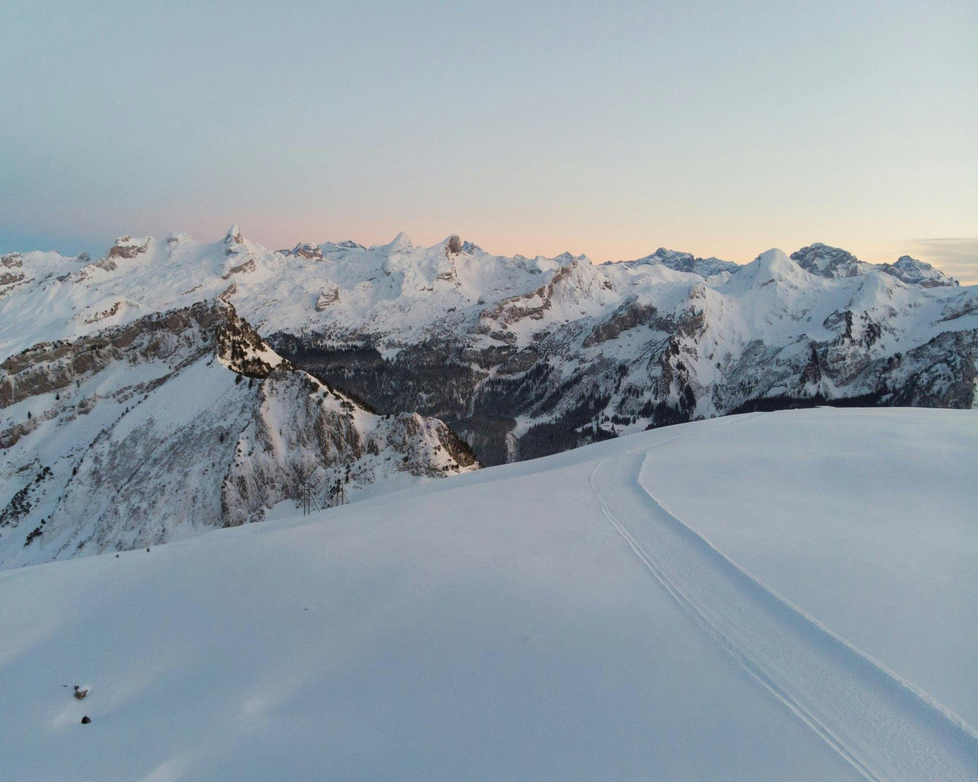 Auch bei Sonnenuntergang ein Bijoux: Alpenpanorama.
