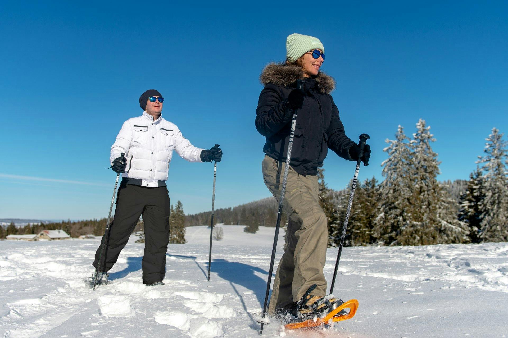 Au milieu de ces paysages enchanteurs, Céline et Luc ont apprécié leur tour en raquettes.