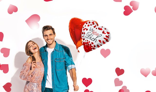 Ein beliebter Klassiker am Valentinstag: Ballone in Herzform.