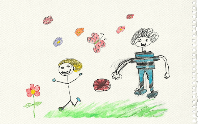 Après un an de thérapie dans le Village d’Enfants de Saboura, Nada fait des dessins encourageants.