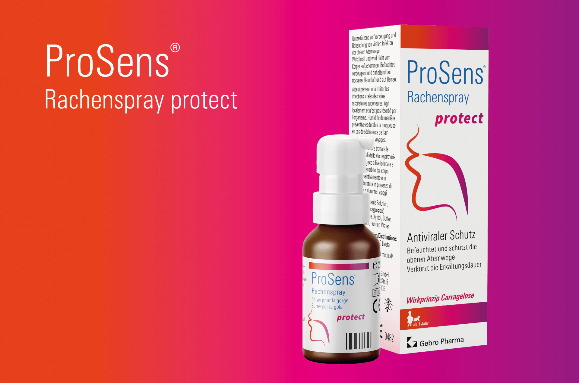 ProSens ® Rachenspray protect: antiviraler Schutz bei ersten Anzeichen und Kratzen im Hals. Befeuchtet und schützt die oberen Atemwege und verkürzt di...
