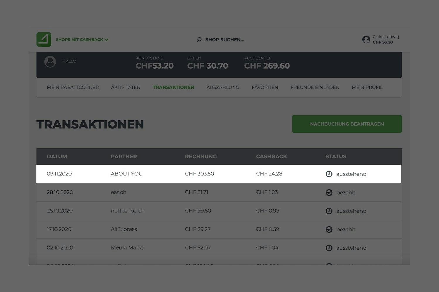 Der Cashback wird dir nach Abschluss des Einkaufs gutgeschrieben. Du kannst dir diesen direkt auf dein Bank- oder Paypal-Konto auszahlen lassen.