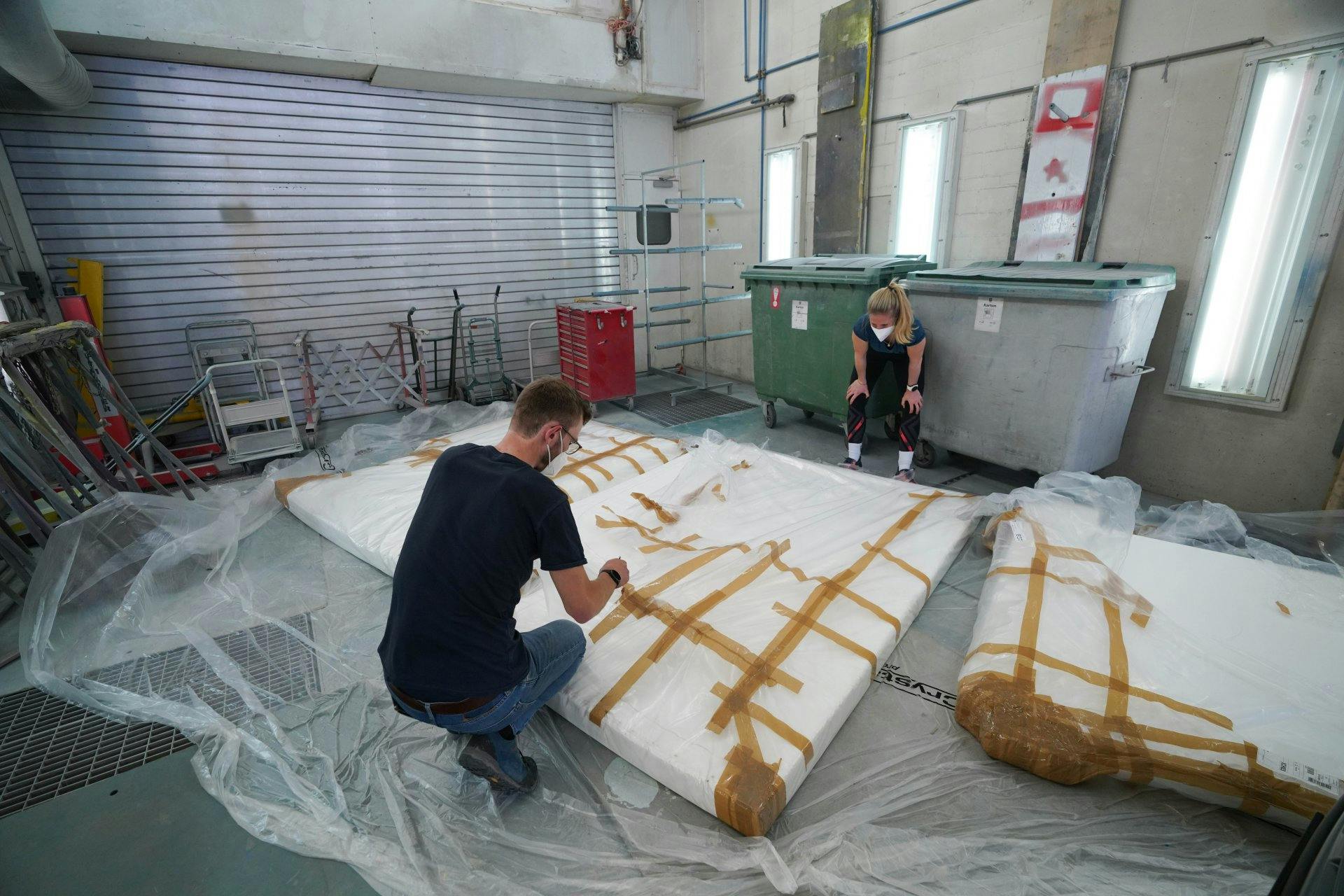 L’arredamento interno della stanza snoezelen è pronto per il montaggio.