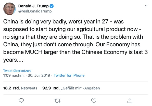 Trump und seine China-Politik: Klicken Sie sich durch die Tweets des US-Präsidenten zum Handelsstreit.
