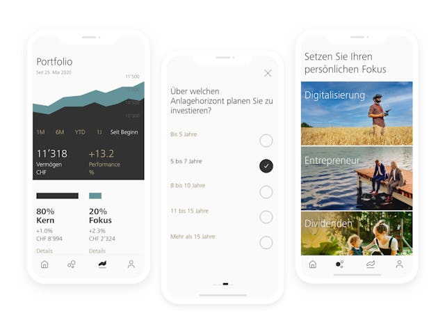 Die Bedienung der App ist einfach und intuitiv: Mit wenigen Klicks wird Ihr digitales Portfolio für Sie erstellt.